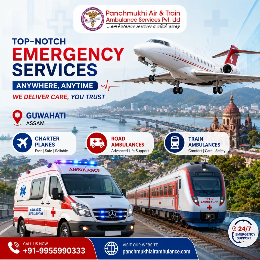Panchmukhi Air Ambulance from Guwahati  Medical Care on Every Mile