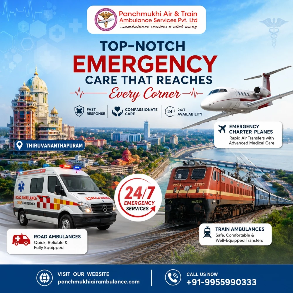 Panchmukhi Low Cost Air Ambulance in Thiruvananthapuram Dedicated Patient Transf