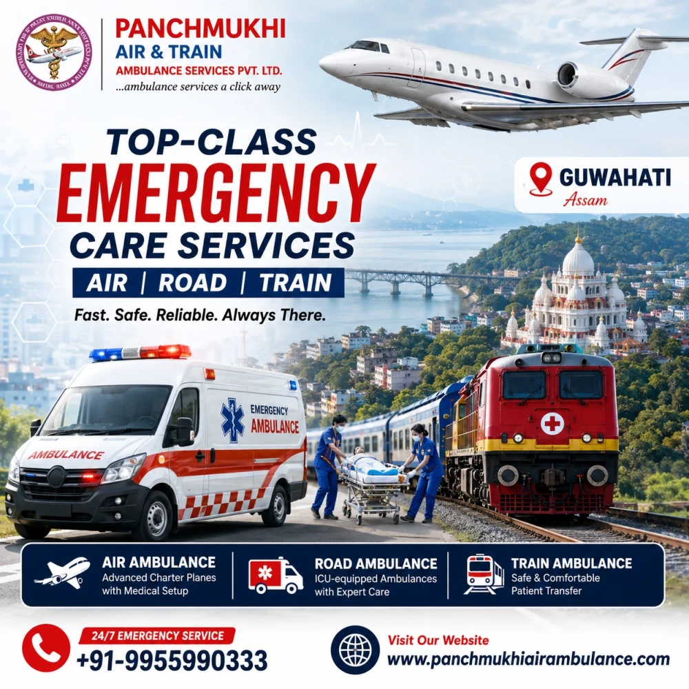 Panchmukhi Air Ambulance Service in Guwahati for LongDistance Critical Patient T