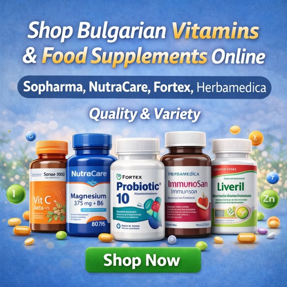 Shop Bulgarian Vitamins & Food Supplements Online: Sopharma, NutraCare, Fortex,