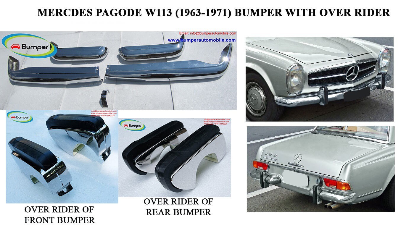 Mercedes Pagode W113 bumpers (1963 -1971) with over rider
