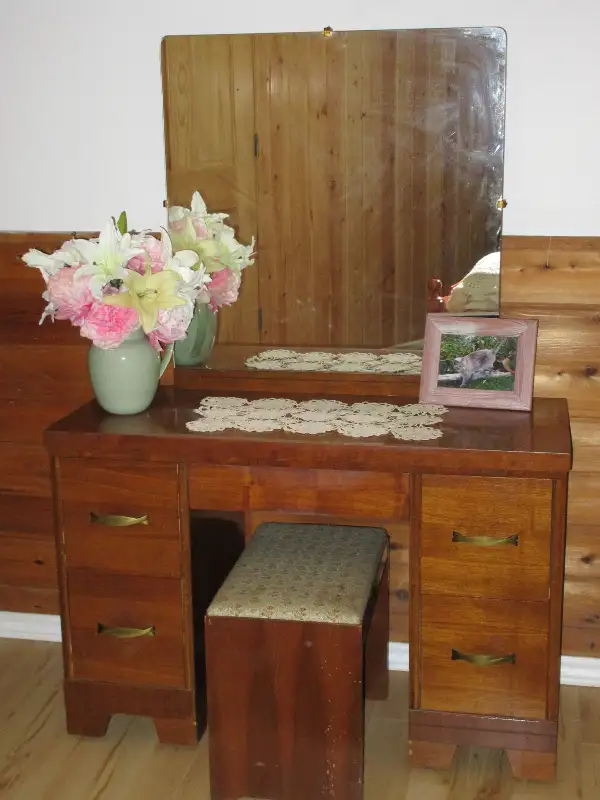 Antique Vanity Desk & Mirror - PRICE REDUCED