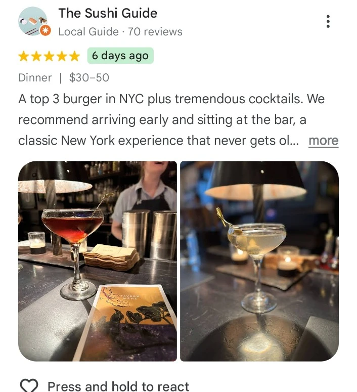 Google Map Reviews are available