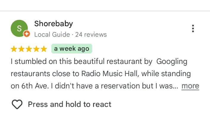 Google Map Reviews are available