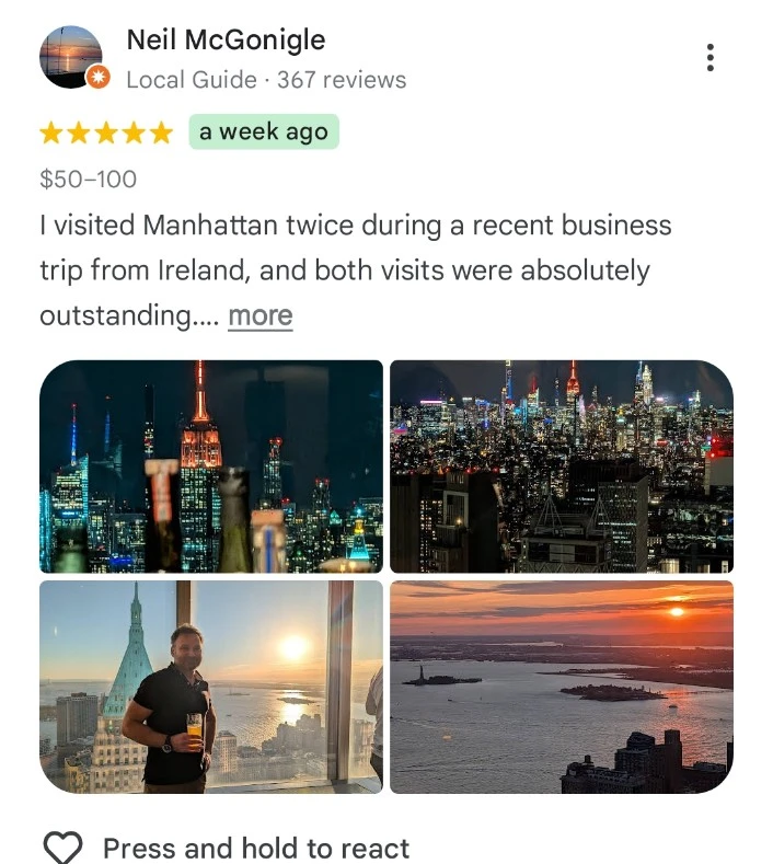 Google Map Reviews are available