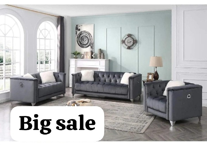 Velvet sofa set 3 piece - COD-free delivery in GTA