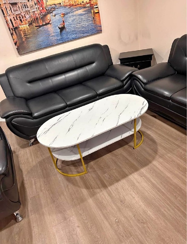 Black leather couch 3 piece - COD-free delivery in GTA