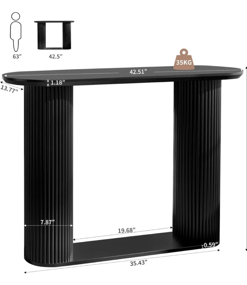 Console table with a fluted design
