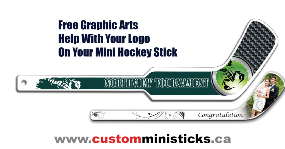 Custom Mini Hockey Sticks with Your Team Logo