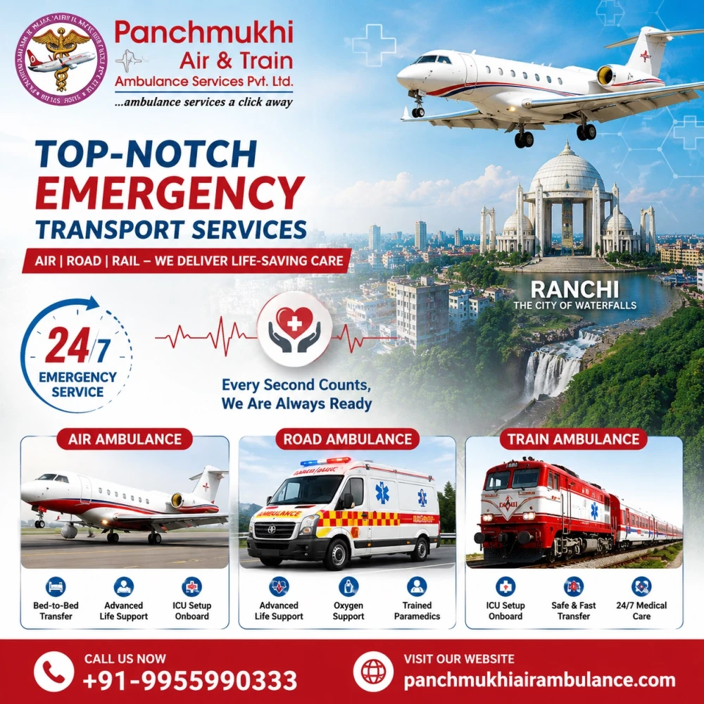 Get the Best Panchmukhi Air Ambulance Service in Ranchi which offers Advanced Me