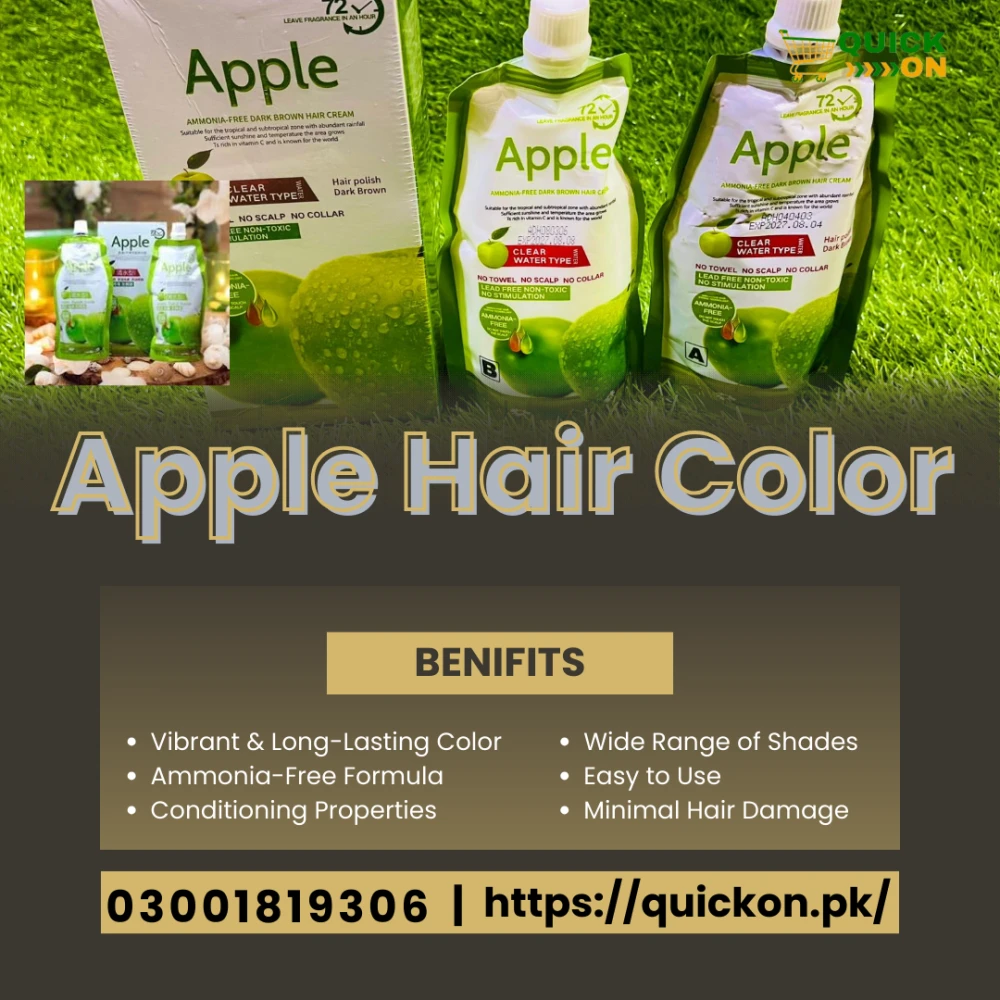 Apple Hair Color in karachi? - 100% Gray Coverage, Ammonia-Free | 03001819306
