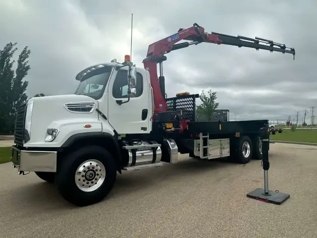 2024 Freightliner M2-108 – HMF 2320-K5 RCS Crane – 22’ Steel Flatdeck
