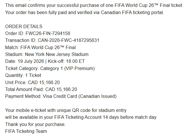 2026 FIFA World Cup Final Official E‑Ticket Text image 7