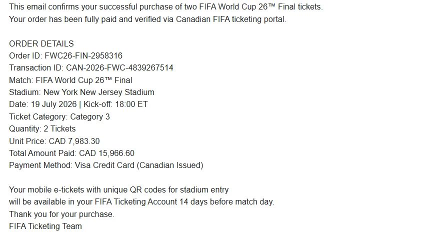 2026 FIFA World Cup Final Official E‑Ticket Text image 3