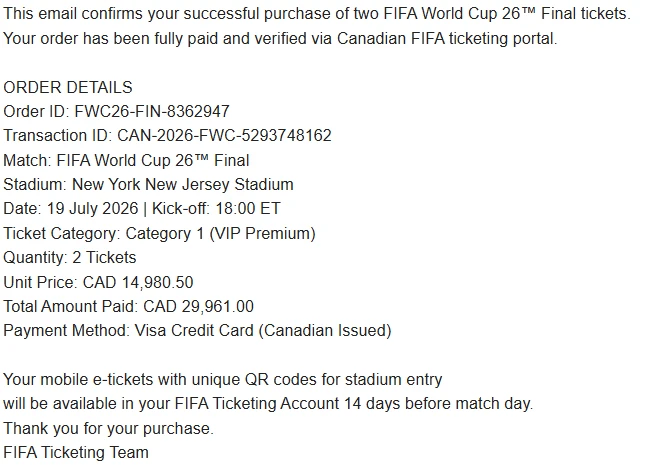 2026 FIFA World Cup Final Official E‑Ticket Text image 3