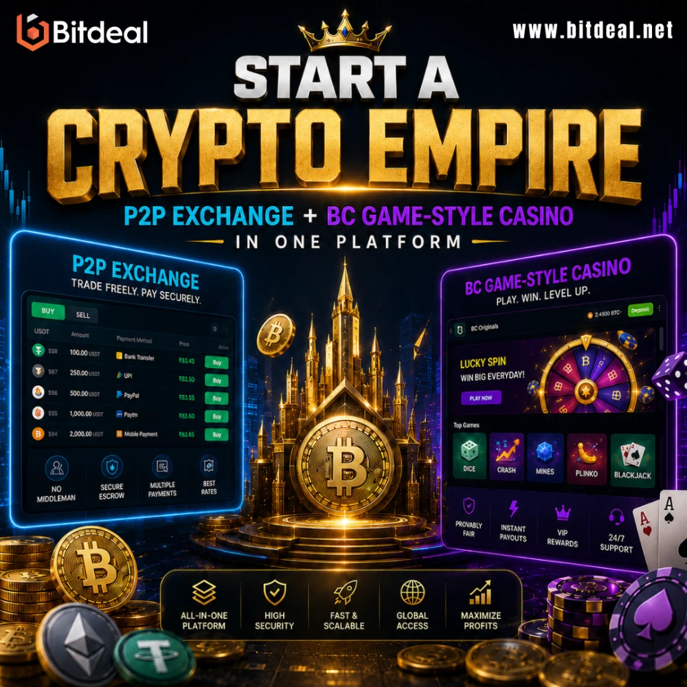 Start a Crypto Empire P2P Exchange  BC GameStyle Casino in One Platform