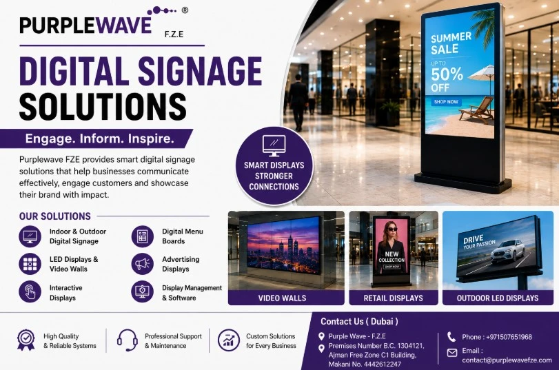 Digital Signage Solution in Dubai  UAE  Purplewave FZE