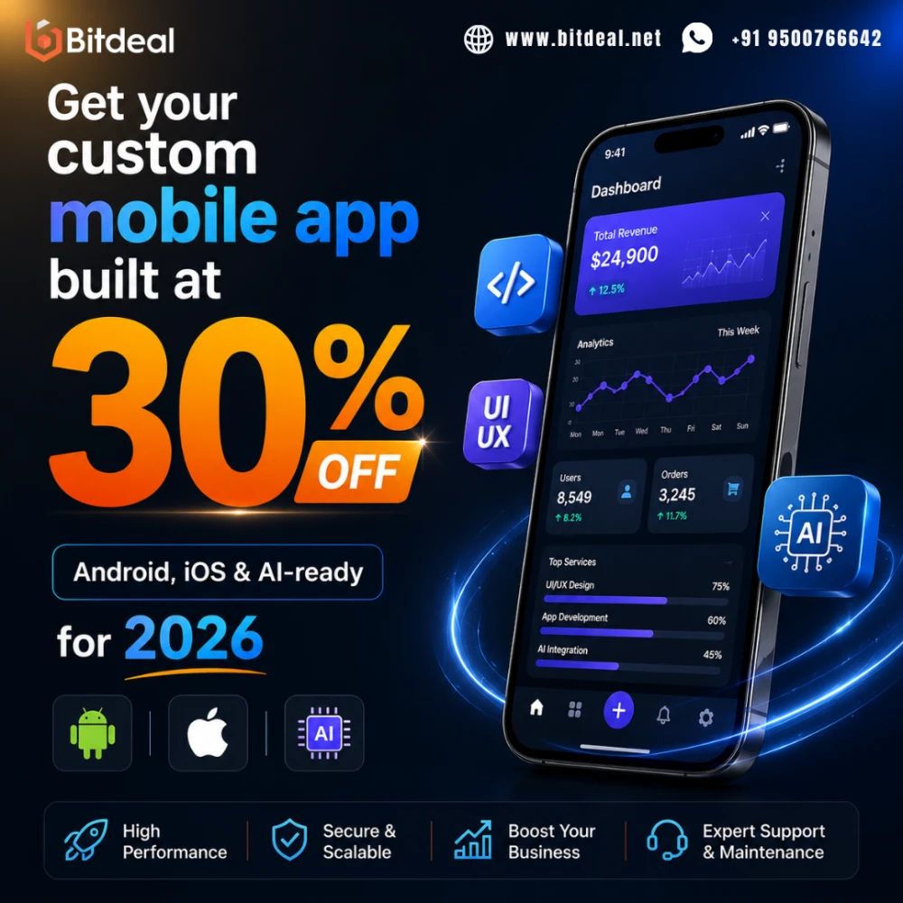 Get your custom mobile app built at 30 OFF  Android iOS  AIready for 2026