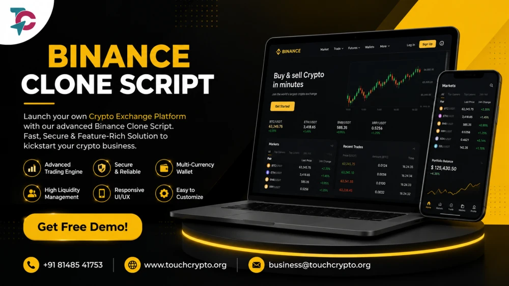 Binance Clone Script  Launch Crypto Exchange with Touchcrypto
