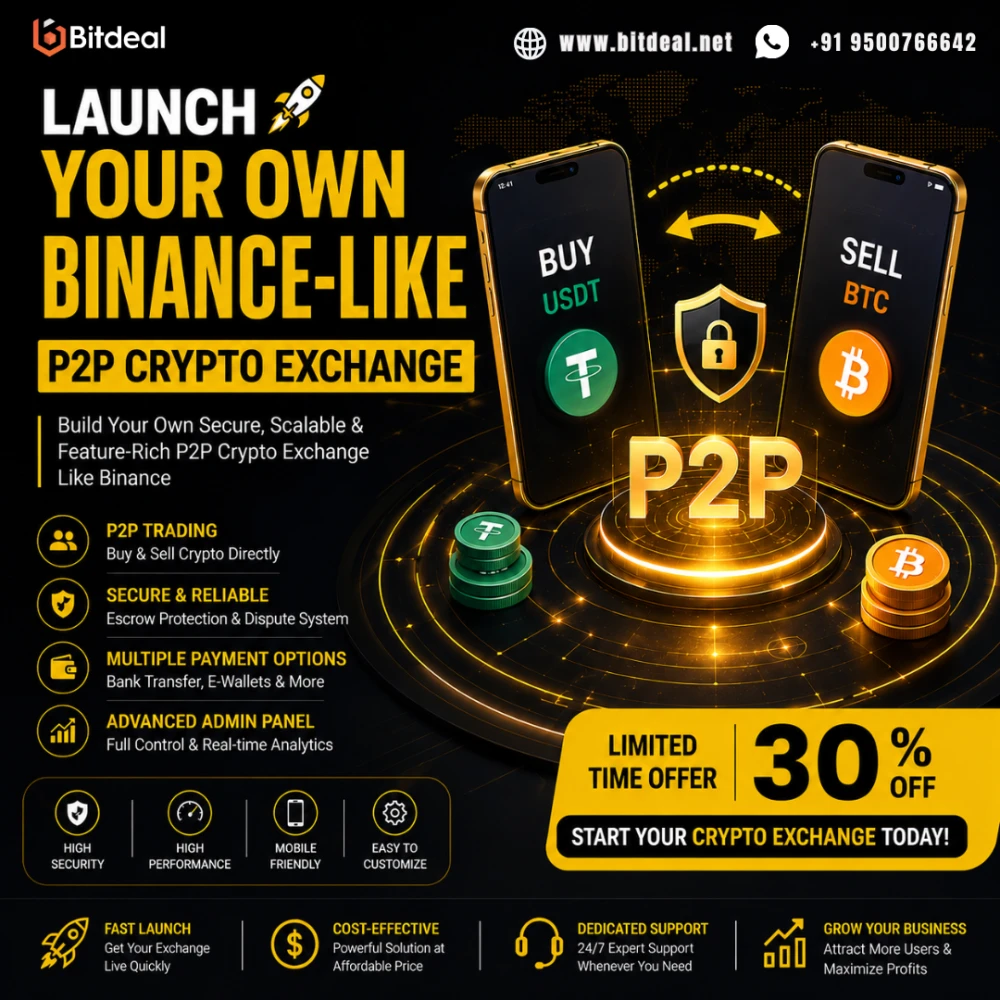 Launch Your Own BinanceLike P2P Crypto Exchange  30 OFF Limited Slots Closing Fa