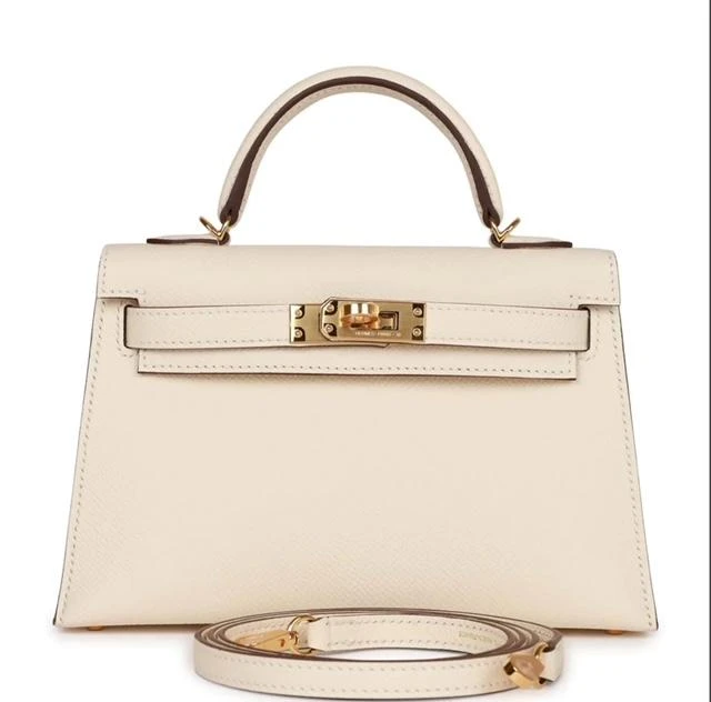 HERMES Kelly Mini 20 Nata White Epsom