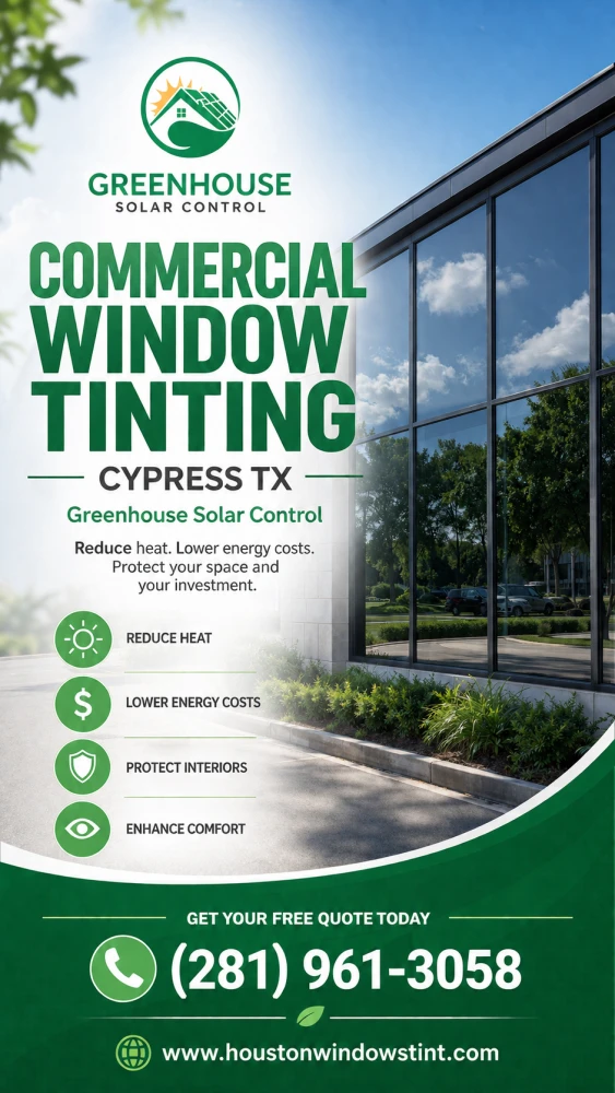 Commercial Window Tinting Cypress TX  Greenhouse Solar Control