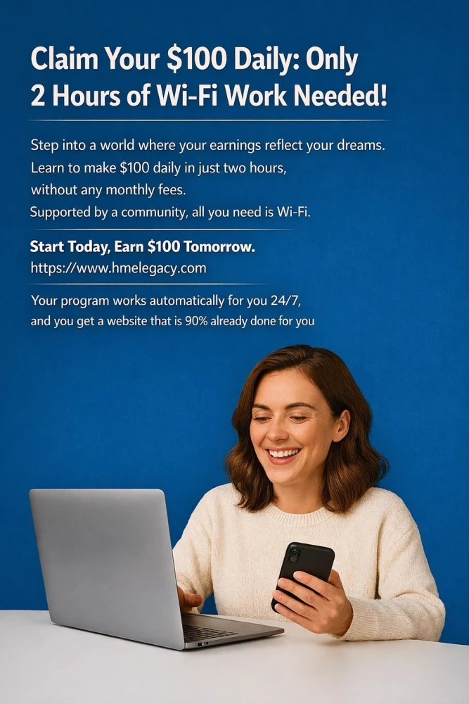 Claim Your $100 Daily: Only 2 Hours of Wi-Fi Work Needed!