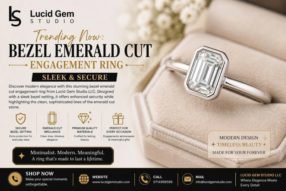 Trending Now Bezel Emerald Cut Engagement Ring  Sleek  Secure