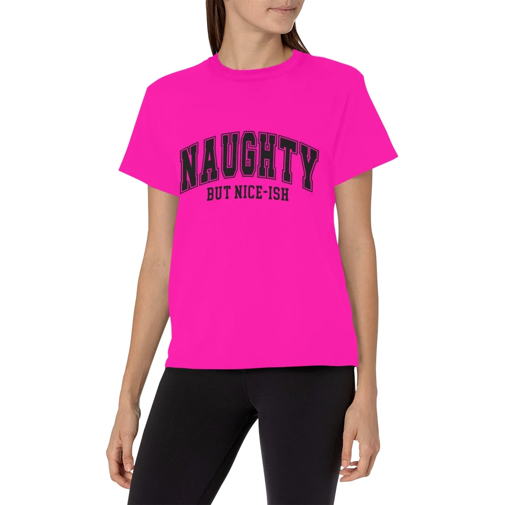 Naughty But Niceish Womens Crew Neck Tshirt